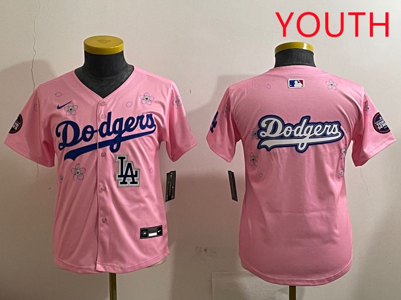 Youth Los Angeles Dodgers Blank Pink Sakura Edition 2025 Nike MLB Jersey style 18